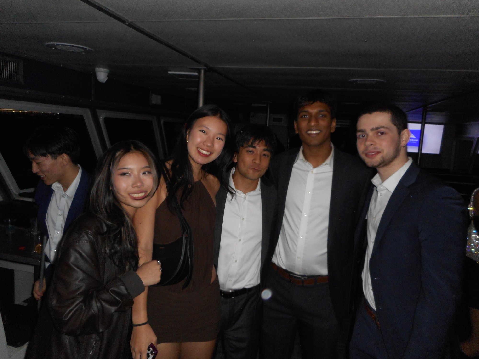 Five brothers on the boat at formal